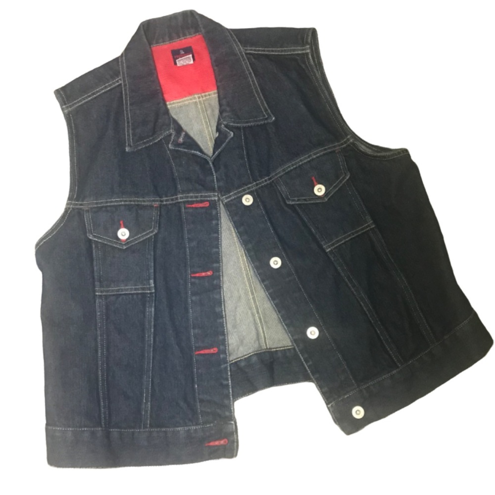 Vintage B Equipment denim jeans vest 90s Y2K